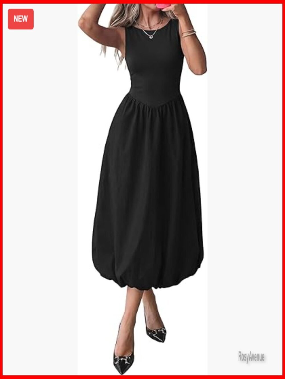 Sleeveless Midi Maxi Dress Patchwork Knit Tank Flowy Beach Casual Pockets